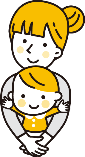 子供を抱いている母のイラスト