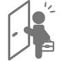 訪問看護師が玄関を訪ねているアイコン