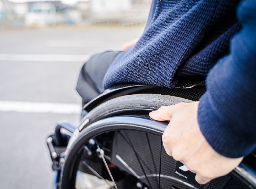 車椅子の車輪を回す部分